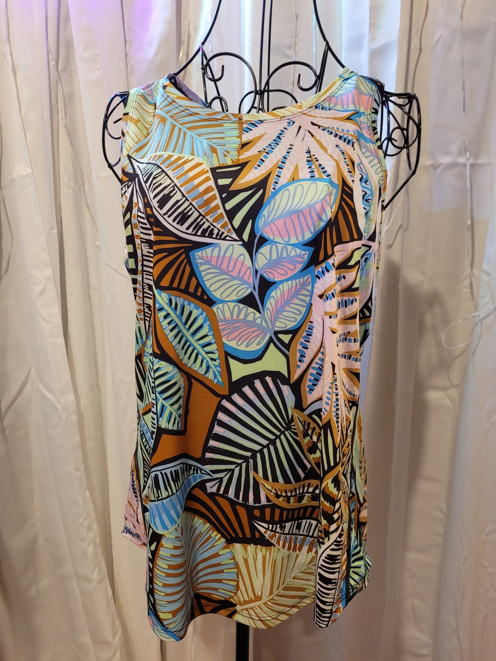 tek gear Brown Multi-Color Tropical Print Sleeveless Top